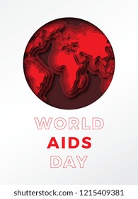 world aids day banner layout design with text and red paper cut world map. easy to edit and customize vector illustration for greeting cards, posters, invitations, brochures. eps10