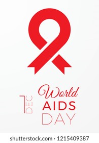 world aids day banner layout design with text and red ribbon of aids awareness. easy to edit and customize vector illustration for greeting cards, posters, invitations, brochures. eps10