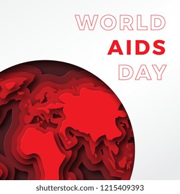 world aids day banner layout design with text and red paper cut world map. easy to edit and customize vector illustration for greeting cards, posters, invitations, brochures. eps10