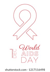 world aids day banner layout design with text and red ribbon of aids awareness. easy to edit and customize vector illustration for greeting cards, posters, invitations, brochures. eps10