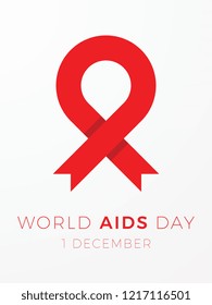 world aids day banner layout design with text and red ribbon of aids awareness. easy to edit and customize vector illustration for greeting cards, posters, invitations, brochures. eps10