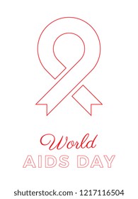 world aids day banner layout design with text and red ribbon of aids awareness. easy to edit and customize vector illustration for greeting cards, posters, invitations, brochures. eps10