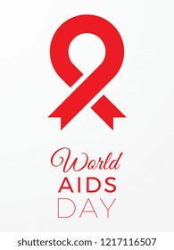 world aids day banner layout design with text and red ribbon of aids awareness. easy to edit and customize vector illustration for greeting cards, posters, invitations, brochures. eps10