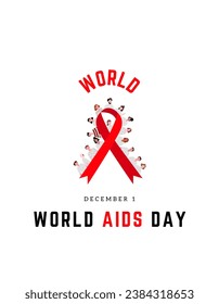 World Aids Day Banner Layout Design With Red Ribbon of Aids Awareness