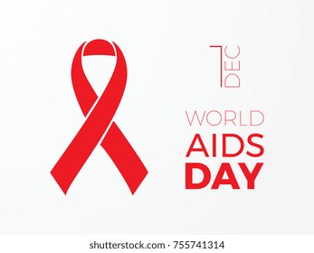 world aids day banner layout design with text and red ribbon of aids awareness