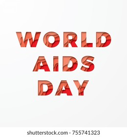 world aids day banner layout design with text and red ribbon of aids awareness