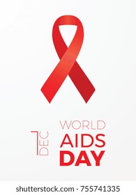 world aids day banner layout design with text and red ribbon of aids awareness
