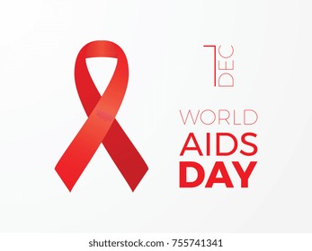 world aids day banner layout design with text and red ribbon of aids awareness