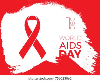 world aids day banner layout design witx text and ribbon on brush stroke background