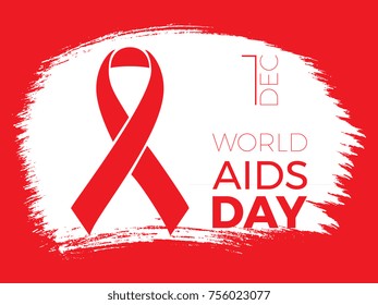 world aids day banner layout design witx text and ribbon on brush stroke background