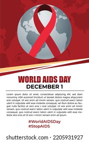 World aids day Banner poster, Globe with red ribbon