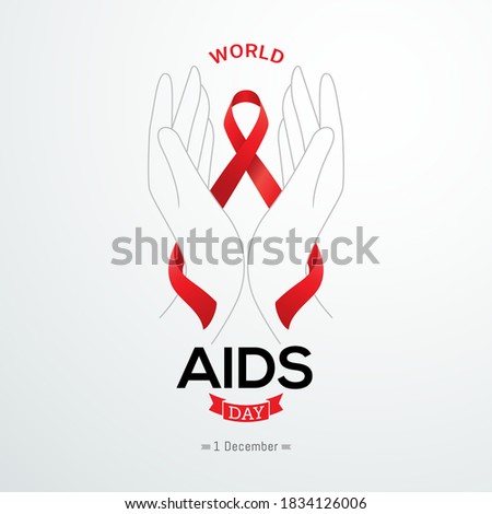 World aids day banner red awareness ribbon vector illustration