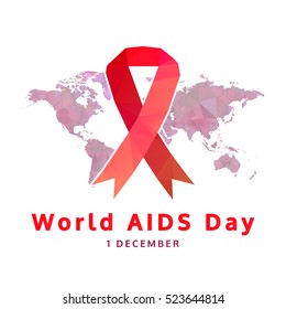 world aids day concept, 1 december. aids awareness with red ribbon. vector