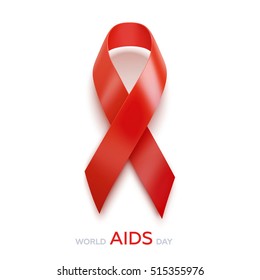 World Aids Day concept. Aids Awareness Red Ribbon. 1st December. Vector Illustration