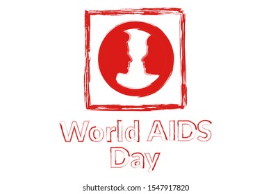 World aids day concept creative background with silhouette of couple. Template for banner, poster with lettering. Vector EPS10 illustration