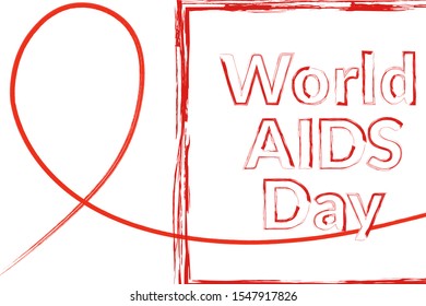 World aids day concept creative background. Template for banner, poster with text inscription and red ribbon. Vector EPS10 illustration
