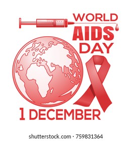 World AIDS Day concept logo design. 1 December. Hope for a cure. Vector illustration