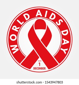 World Aids Day concept for poster, badge, emblem or logo. 1 December. Vector illustration.