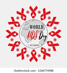 World Aids Day concept for poster, badge, emblem or logo. 1 December. Vector illustration.
