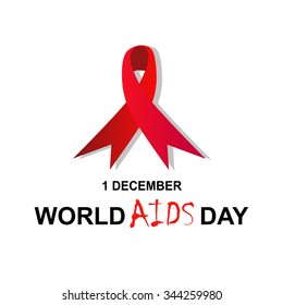 World AIDS Day concept poster with red ribbon of AIDS awareness (symbol for solidarity with HIV-positive people).Vector illustration.
