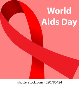 World AIDS Day concept poster with red ribbon of AIDS awareness symbol for solidarity with HIV-positive people Vector illustration.