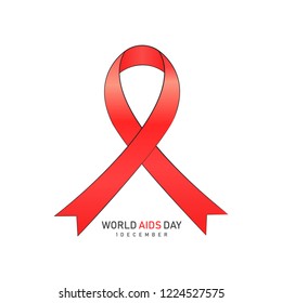 World Aids Day concept with red ribbon. Vector illustration.
