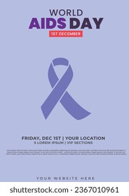 World Aids Day concept. Red Ribbon. Aids Awareness. social media post, flyer, poster postcard template.