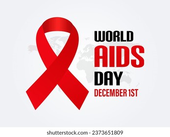 Konzept des Welt-Aids-Tages mit Rotem Band. Banner mit realistischem Hintergrund . 1. Dezember Hintergrund, Banner, Karte, Poster, Vorlage. Vektorgrafik
