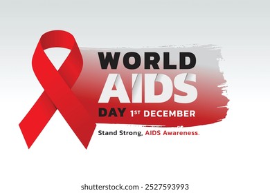 Konzept des Welt-Aids-Tags mit dem roten Band, das das internationale Symbol zur Unterstützung von Menschen mit HIV und HIV ist. Wichtiger Tag am 1. Dezember. Flache Vektorgrafik.