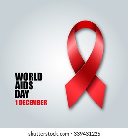 World Aids Day concept with red aids awareness ribbon Vector illustration.