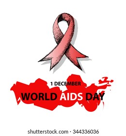 World Aids Day concept with red aids awareness ribbon