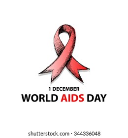 World Aids Day concept with red aids awareness ribbon