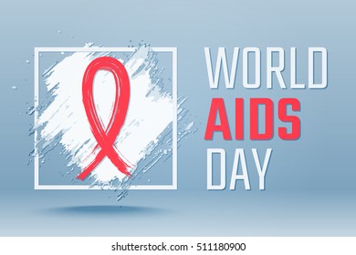 World Aids Day concept. Red Ribbon. Aids Awareness. Grunge Sign. Vector illustration 