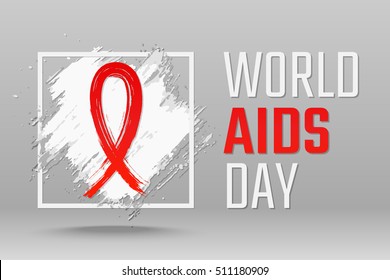 World Aids Day concept. Red Ribbon. Aids Awareness. Grunge Sign. Vector illustration 
