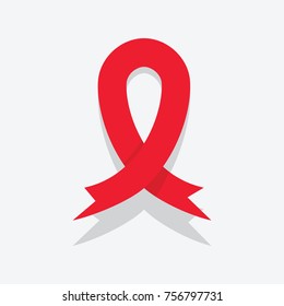 World aids day concept and red hiv ribbon on white background vector illustration. Vector picture aids awareness red ribbon