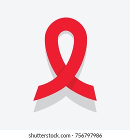 World aids day concept and red hiv ribbon on white background vector illustration. Vector picture aids awareness red ribbon