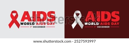 World Aids Day concept with the red ribbon that is the international symbol to support for people living with HIV and HIV awareness. Important day on 1 December. Flat vector illustration.