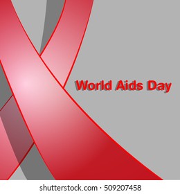 World Aids Day concept simple with text and red ribbon of aids awareness. 1st December.