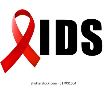 World Aids Day concept with text and red ribbon of aids awareness. 1st December. Vector illustration.