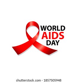 World Aids Day concept. Vector illustration symbol of Aids awareness red ribbon isolated on white background. Design for banners, posters, flyers
