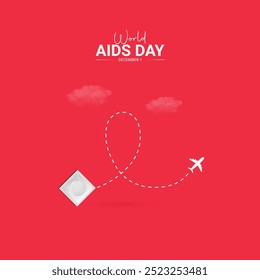 Anúncios criativos do Dia Mundial da AIDS. Design para banner, pôster e Ilustração em 3D.