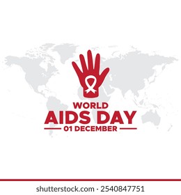 Día Mundial del Sida diciembre 01 Antecedentes Ilustración vectorial, Día Mundial del Sida. Campaña de sensibilización del Día Mundial del Sida. Póster, Anuncio, Flyer, Correo, Tarjeta, Cubierta. Diseño de prevención del VIH/SIDA. Cinta roja