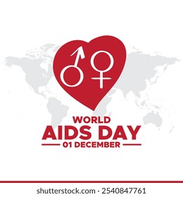 World AIDS Day December 01 Background Vector Illustration,World AIDS Day background. World AIDS Day Awareness Campaign. Poster, Banner, Flyer, Post, Card, Cover. HIV AIDS prevention design. Red ribbon