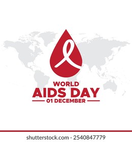 World AIDS Day December 01 Background Vector Illustration,World AIDS Day background. World AIDS Day Awareness Campaign. Poster, Banner, Flyer, Post, Card, Cover. HIV AIDS prevention design. Red ribbon