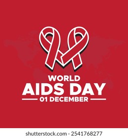 World AIDS Day December 01 Background Vector Illustration,World AIDS Day background. World AIDS Day Awareness Campaign. Poster, Banner, Flyer, Post, Card, Cover. HIV AIDS prevention design. Red ribbon