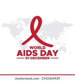 World AIDS Day December 01 Background Vector Illustration,World AIDS Day background. World AIDS Day Awareness Campaign. Poster, Banner, Flyer, Post, Card, Cover. HIV AIDS prevention design. Red ribbon