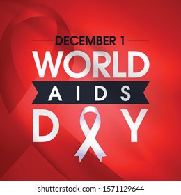 World Aids Day, December 1. Awareness red ribbon symbol. Vector illustration. Translation: 1 Aralik Aids günü, kirmizi kurdele. 