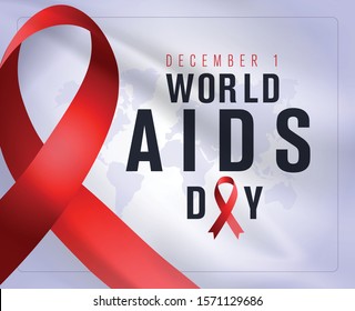 World Aids Day, December 1. Awareness red ribbon symbol. Vector illustration. Translation: 1 Aralik Aids günü, kirmizi kurdele. 