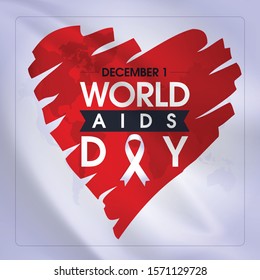World Aids Day, December 1. Awareness red ribbon symbol. Vector illustration. Translation: 1 Aralik Aids günü, kirmizi kurdele. 