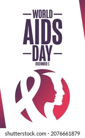 World AIDS Day. December 1. Holiday concept. Template for background, banner, card, poster with text inscription. Vector EPS10 illustration